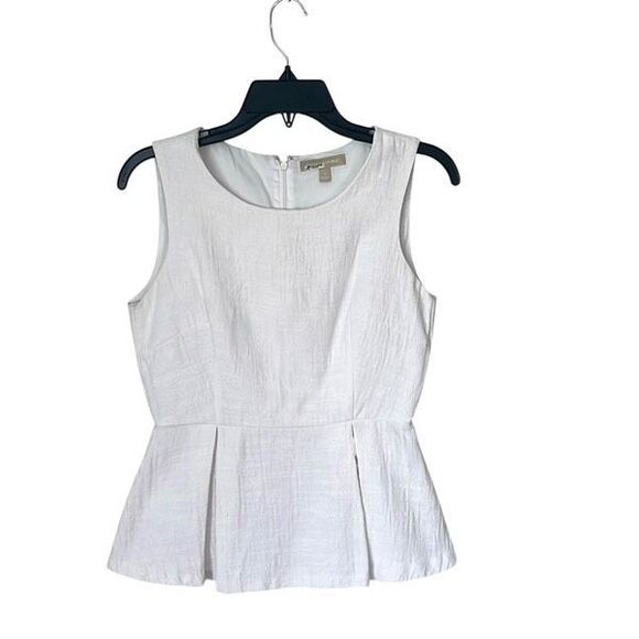 Banana Republic Womens Round Neck Sleeveless Peplum Tank Top White Size 4 - Picture 1 of 6